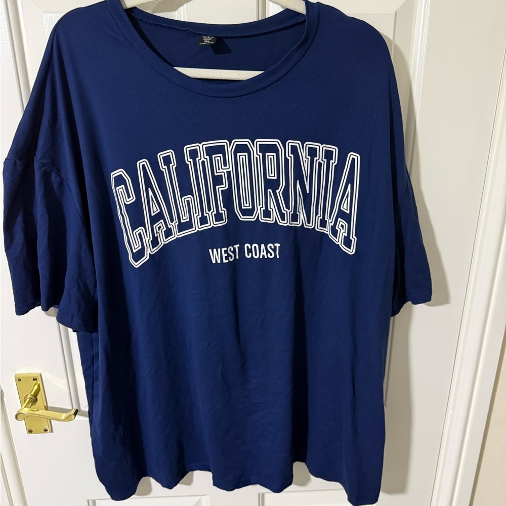 2/$15 SHEIN Letter Graphic Drop Shoulder Tee California Plus Size T-Shirt 3X - Picture 2 of 5